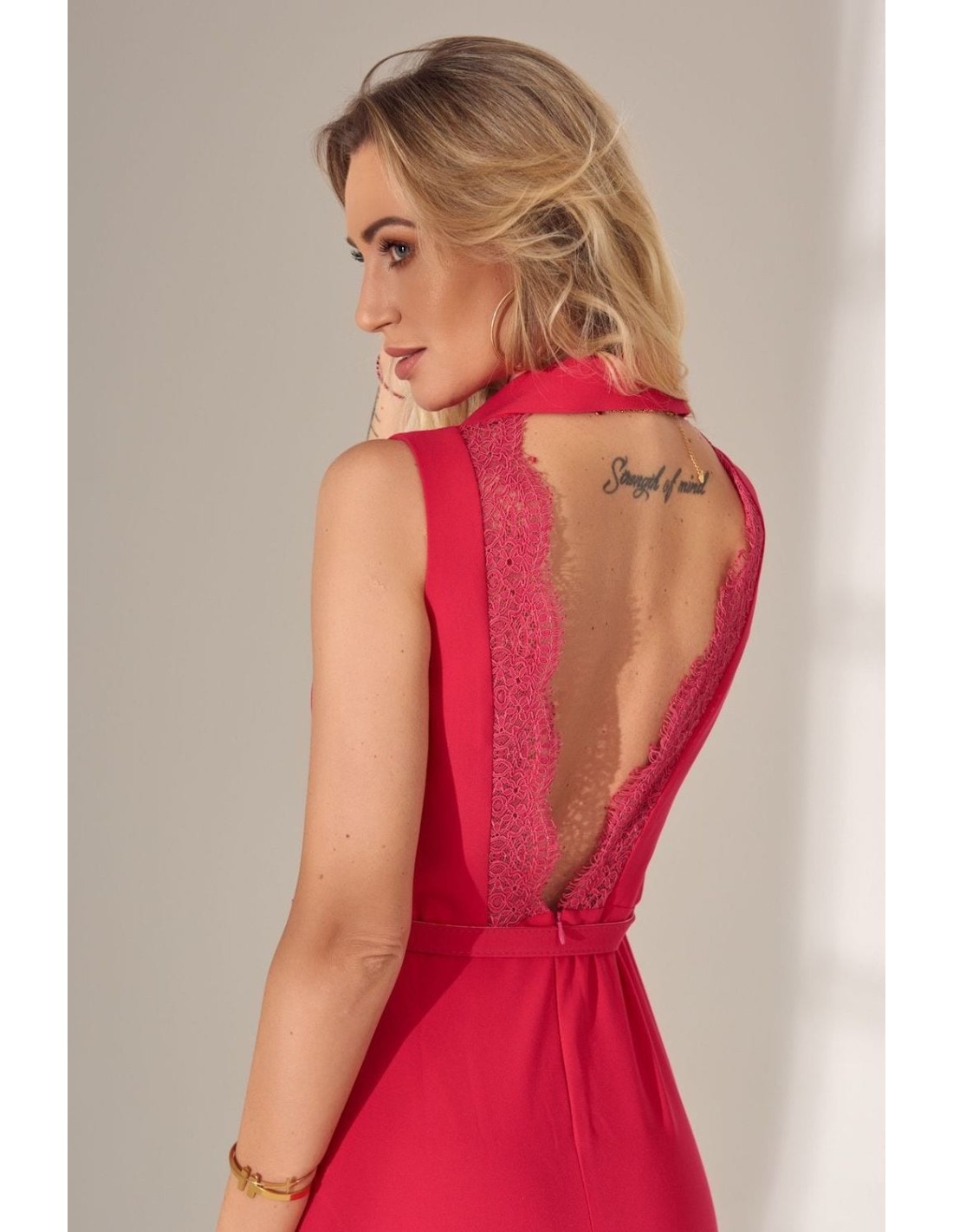 Elegant dress with a neckline, amaranth PR0205540 - Online store - Boutique